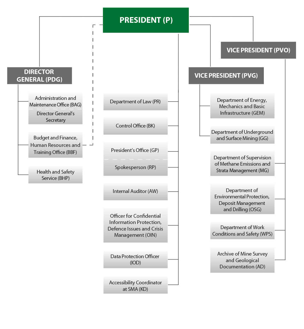 Organisational chart of State Mining Authority