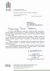 Listy gratulacyjne otrzymane z okazji 100-lecia nadzoru górniczego w Polsce (5)