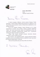 Listy gratulacyjne otrzymane z okazji 100-lecia nadzoru górniczego w Polsce (2)