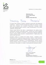 Listy gratulacyjne otrzymane z okazji 100-lecia nadzoru górniczego w Polsce (6)