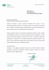 Listy gratulacyjne otrzymane z okazji 100-lecia nadzoru górniczego w Polsce (8)