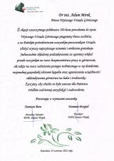 Listy gratulacyjne otrzymane z okazji 100-lecia nadzoru górniczego w Polsce (12)