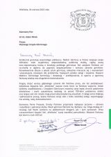 Listy gratulacyjne otrzymane z okazji 100-lecia nadzoru górniczego w Polsce (13)