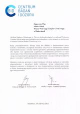 Listy gratulacyjne otrzymane z okazji 100-lecia nadzoru górniczego w Polsce (12)