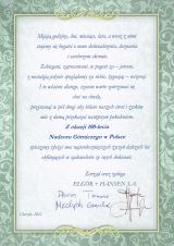 Listy gratulacyjne otrzymane z okazji 100-lecia nadzoru górniczego w Polsce (9)