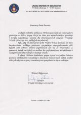 Listy gratulacyjne otrzymane z okazji 100-lecia nadzoru górniczego w Polsce